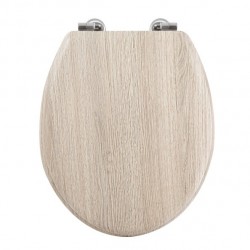 MSV Toilet Seat MDF Wood Effect - Stainless Steel Hinges
