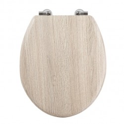 MSV Toilet Seat MDF Wood Effect - Stainless Steel Hinges MSV