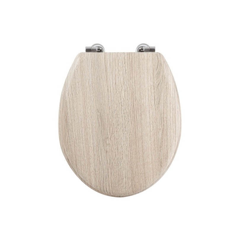 MSV Toilet Seat MDF Wood Effect - Stainless Steel Hinges MSV