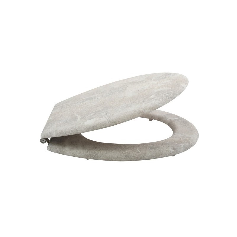 MSV Asiento de inodoro MDF STONEHENGE Gris - Bisagras de acero inoxidable MSV