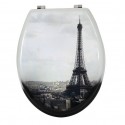 MSV Asiento de inodoro MDF TOUR EIFFEL Gris - Bisagras Acero Inoxidable MSV