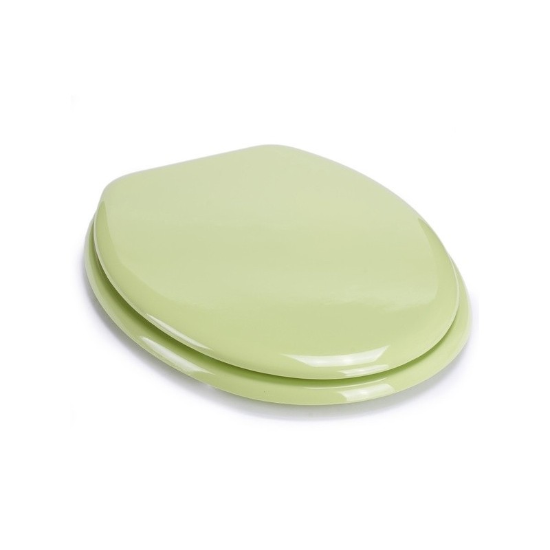 MSV Asiento de inodoro MDF CLÉO Verde Almendra - Bisagras Acero Inoxidable MSV
