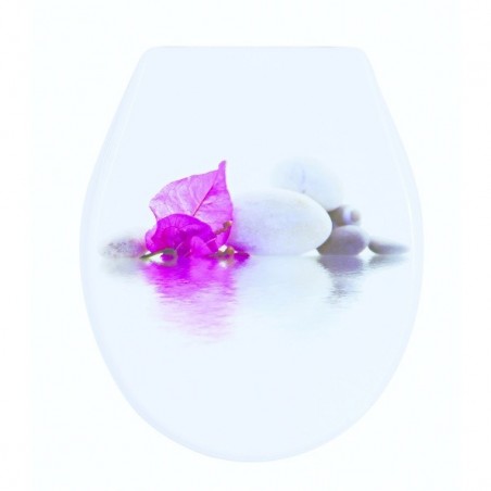 MSV Asiento de inodoro PP BORNEO Blanco y Rosa - Bisagras de PS MSV