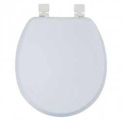 MSV Asiento de inodoro de PVC blando blanco  - Bisagras PS MSV