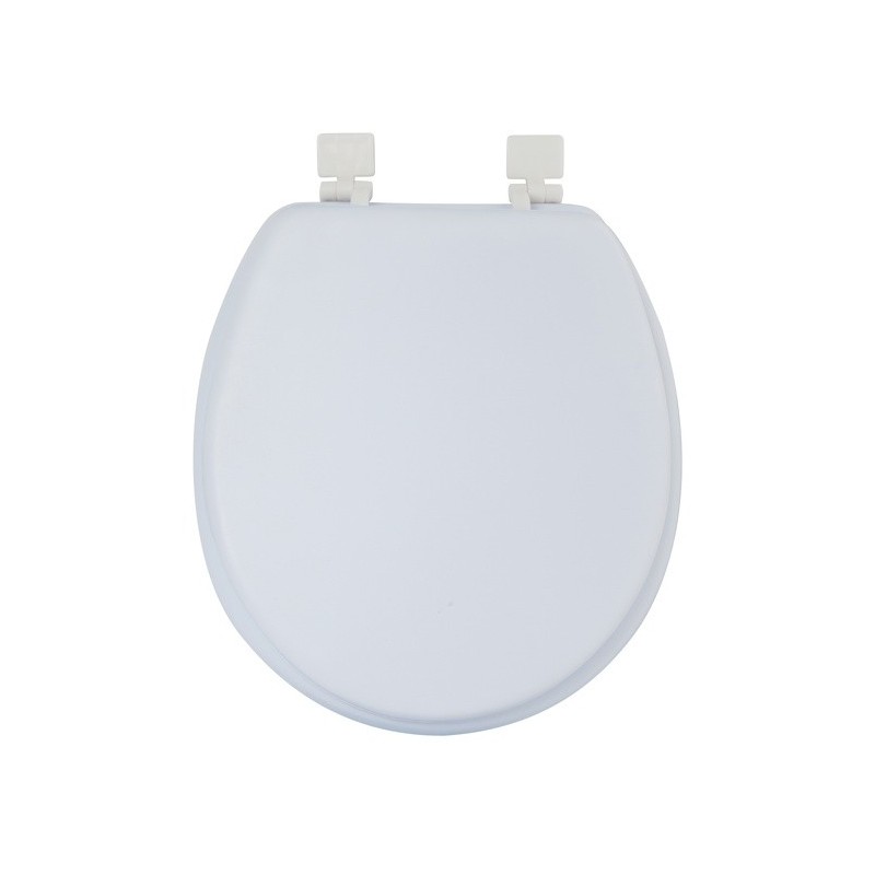 MSV Asiento de inodoro de PVC blando blanco  - Bisagras PS MSV