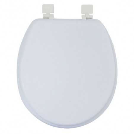MSV Asiento de inodoro de PVC blando blanco  - Bisagras PS MSV