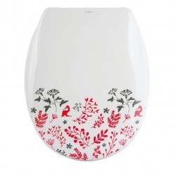 MSV Toilet Seat Thermoset FLORAL Red & White - PS Hinges MSV