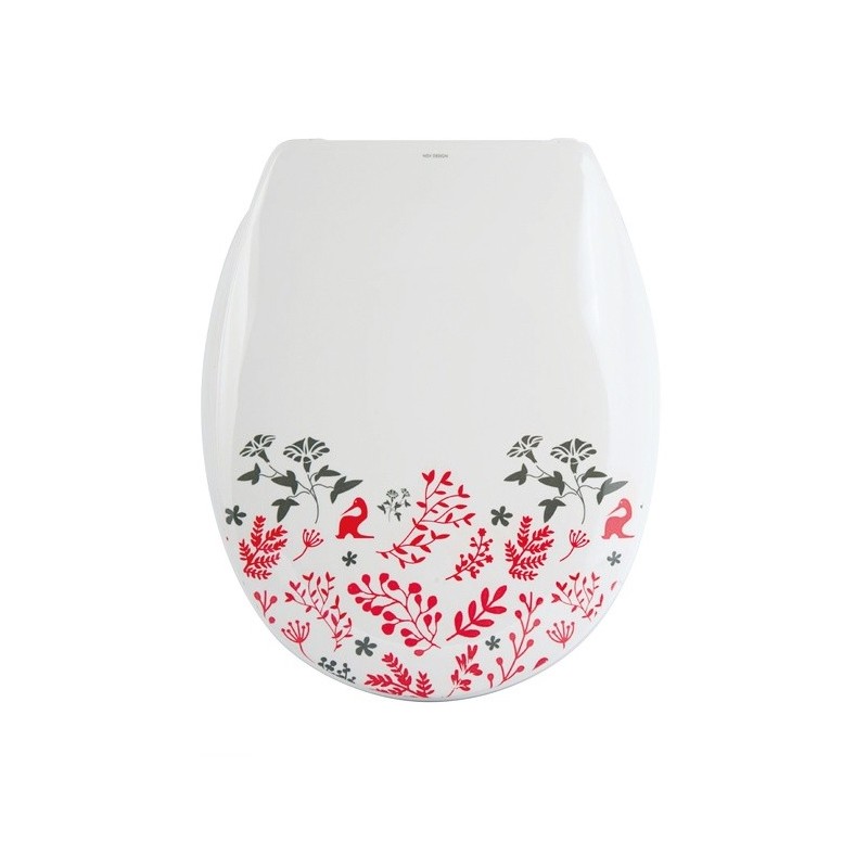 MSV WC-Sitz Thermo-Hart- FLORAL Rot & Weiß - PS-Scharniere MSV