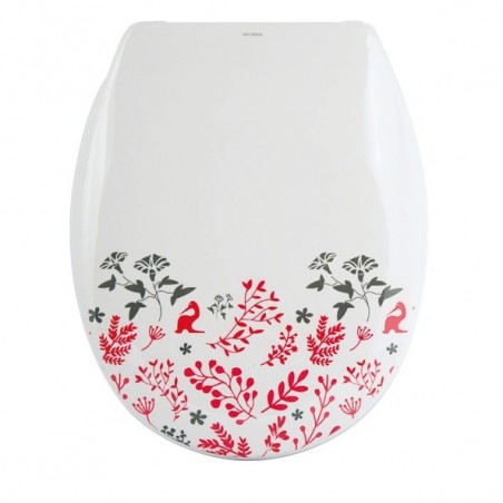MSV Copriwater Plastica FLORAL rosso e bianco - Cerniere PS MSV