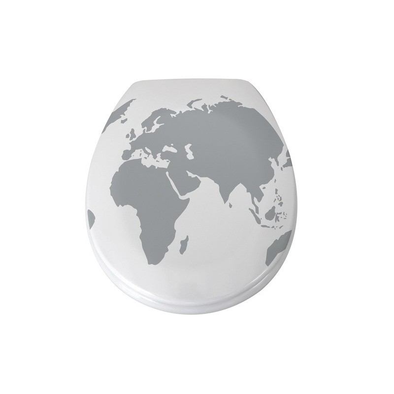 MSV Toilet Seat Thermoset WORLD Gray & White - PS Hinges MSV