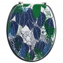 MSV Asiento de inodoro MDF RAIN FOREST Blue & Green - Bisagras de acero inoxidable MSV
