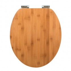 Spirella Asiento de inodoro OSLO Bamboo y Blanco - Bisagras de zinc Spirella