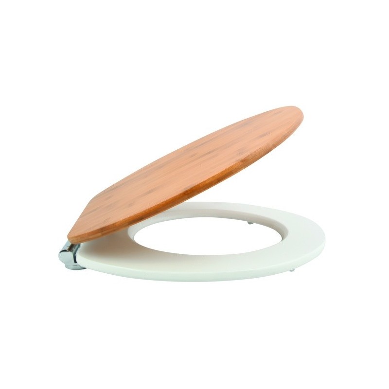 Spirella Asiento de inodoro OSLO Bamboo y Blanco - Bisagras de zinc Spirella