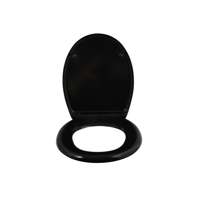 Spirella Asiento de inodoro Thermo Duro EASY CLIP Negro - Bisagras de acero inoxidable Spirella