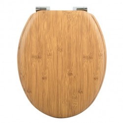 MSV Toilet Seat MDF Shiny Taupe Finish - Stainless Steel Hinges