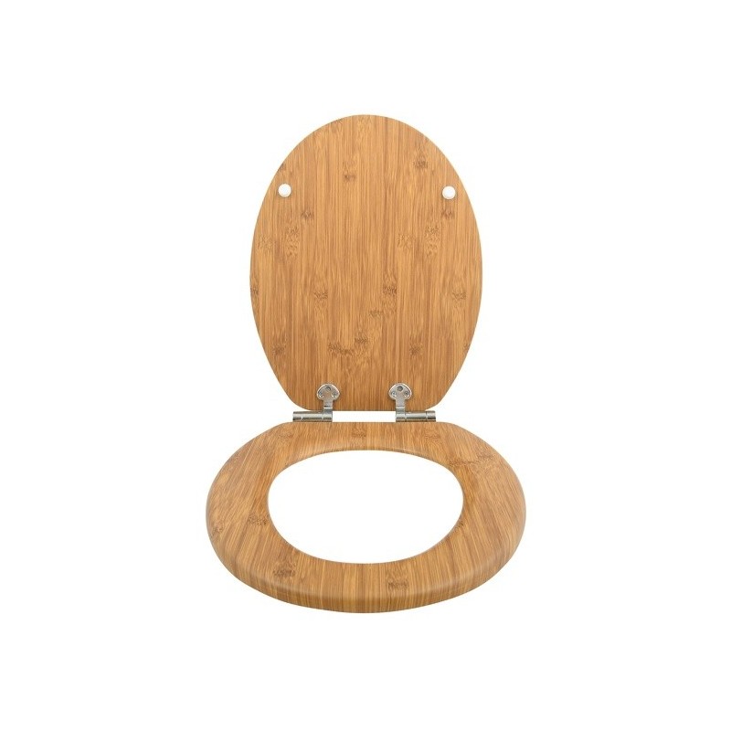 MSV WC-Sitz aus MDF, glänzendes Taupe-Finish  Edelstahlscharniere Spirella
