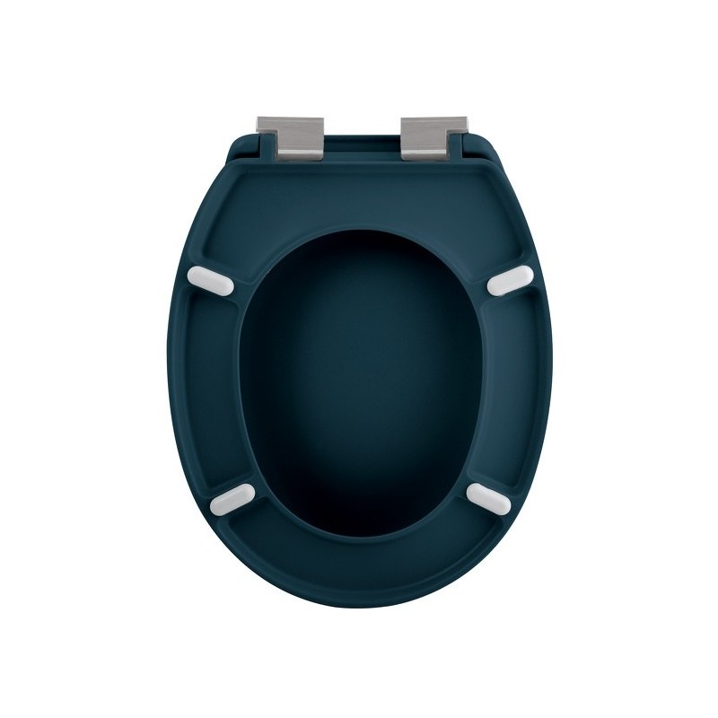 Spirella Asiento de inodoro Thermo Duro NEELA azul Mate- Bisagras de ABS cromado Spirella
