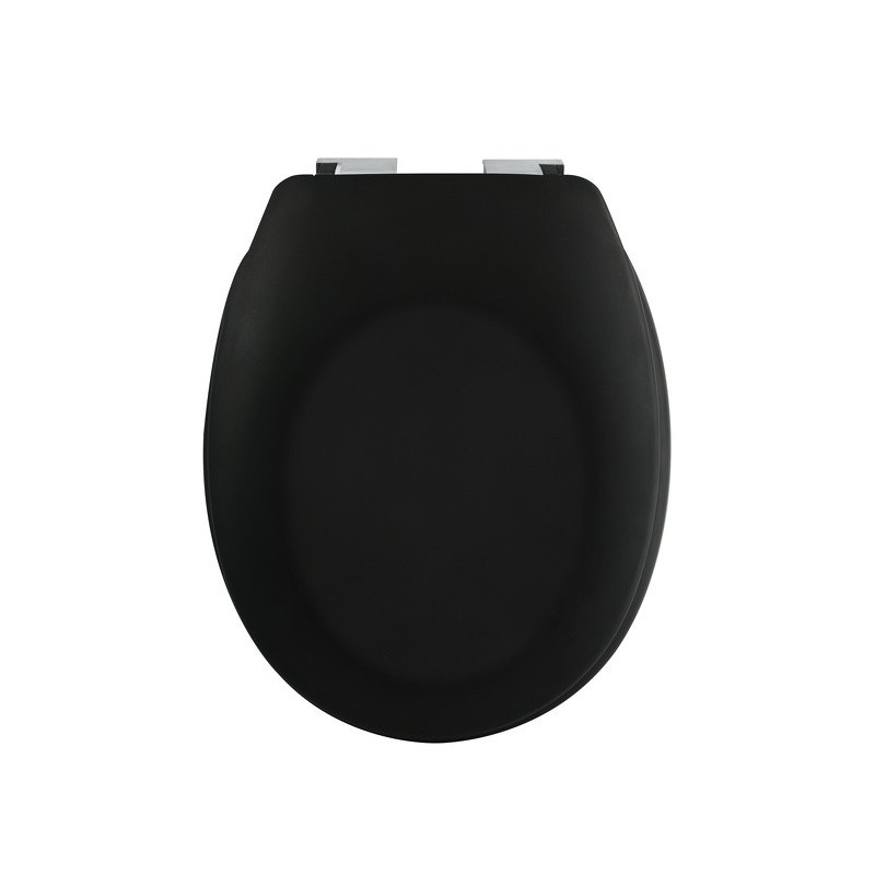 Spirella Asiento de inodoro Thermo Duro NEELA Negro Mate - Bisagras de ABS cromado Spirella