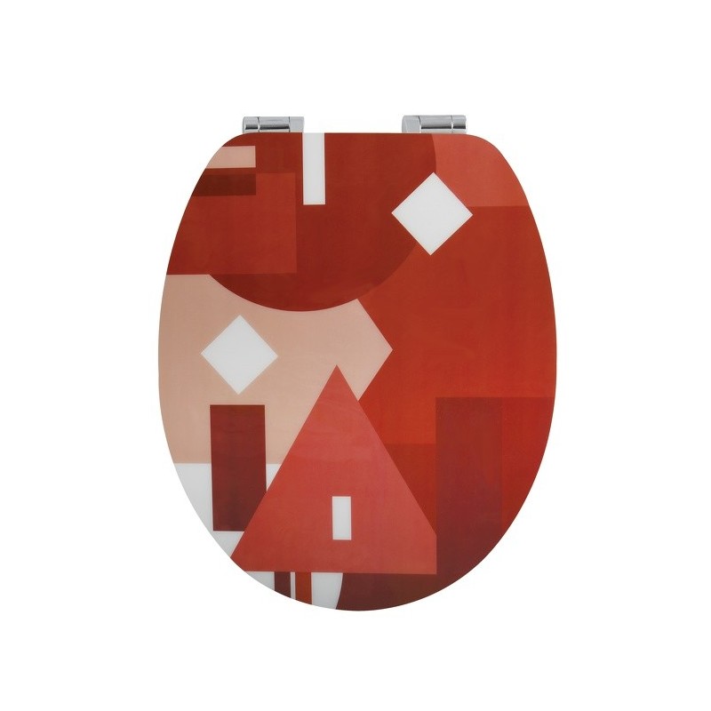 Spirella Asiento de inodoro MDF Terracota Efecto brillante - Bisagras de zinc Spirella