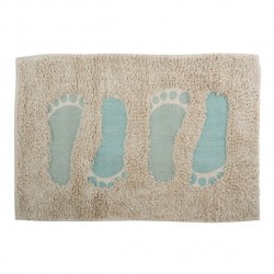 Tapis de bain Coton 40x60cm Pied Bleu & Gris MSV