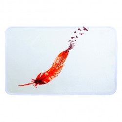 MSV Alfombrilla de Baño de Microfibra INDIA 45x75cm Blanco y Naranja MSV