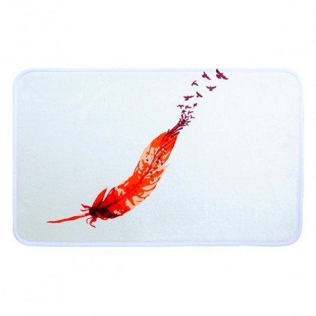 MSV Tappetino da bagno INDIA microfibra 45x75 cm bianco e arancione MSV