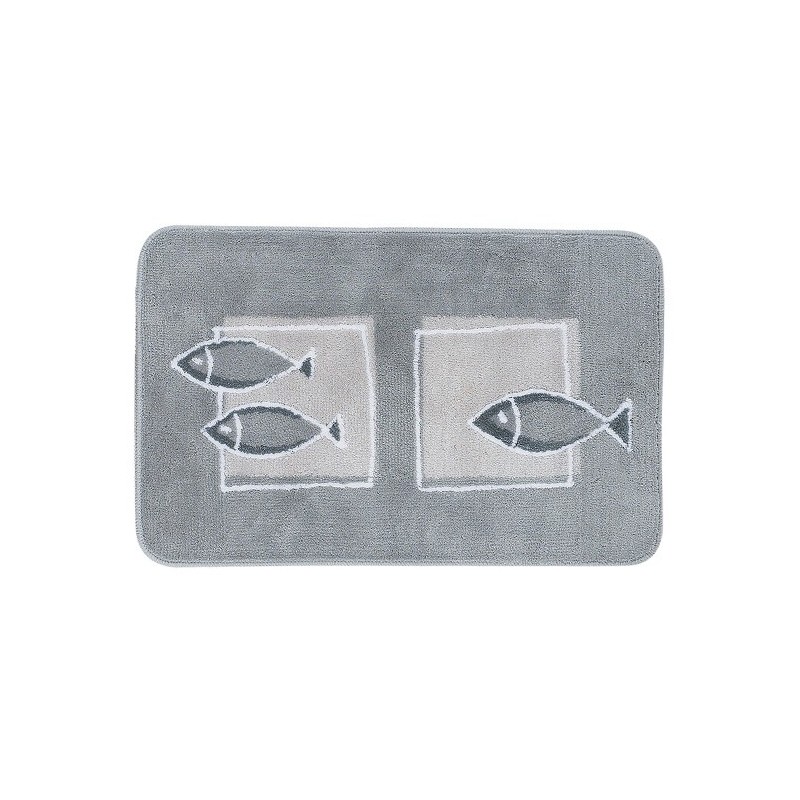 spirella Tapis de bain Polyester ANDROS 55x65cm motif poisson Gris Spirella