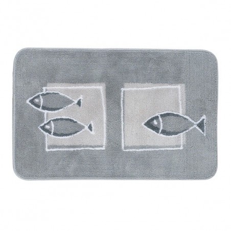Tapis de bain Polyester ANDROS 55x65cm motif poisson Gris Spirella Spirella