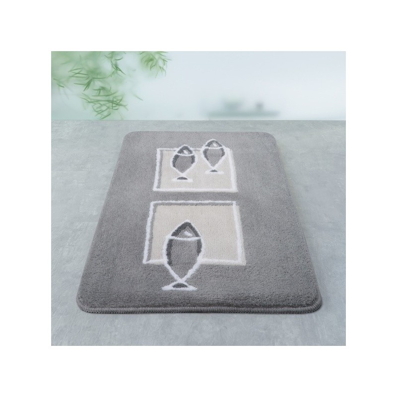 Spirella Bathroom mat ANDROS Polyester 55x65cm Fish Pattern Gray Spirella
