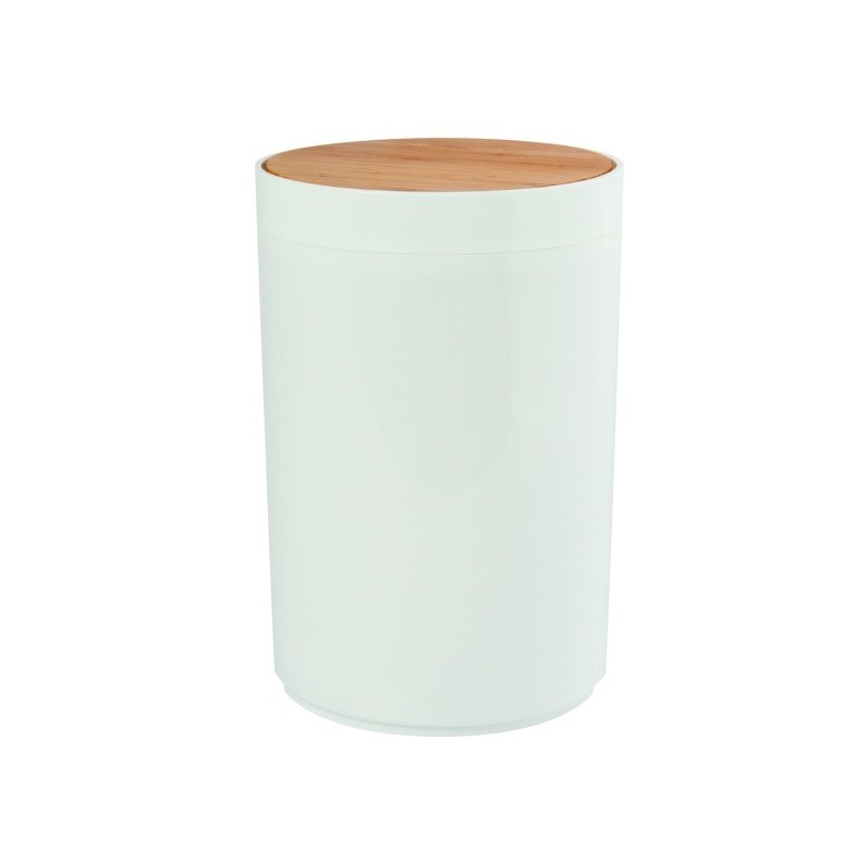 MSV Pattumiera da bagno manuale PP e bambù OSLO 5L bianco MSV