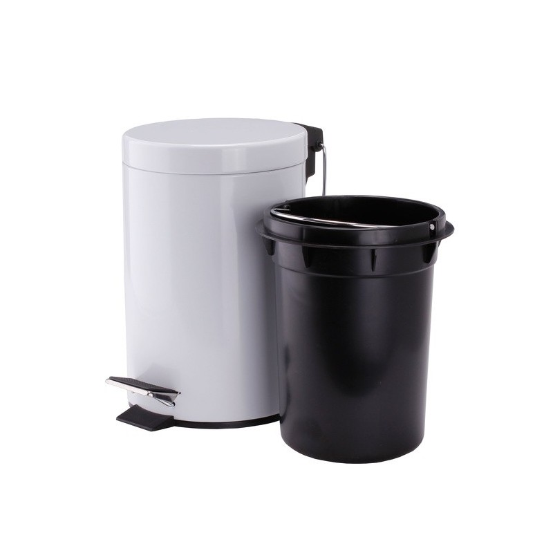 MSV Cubo de pedal Acero Inoxidable 3L Blanco MSV