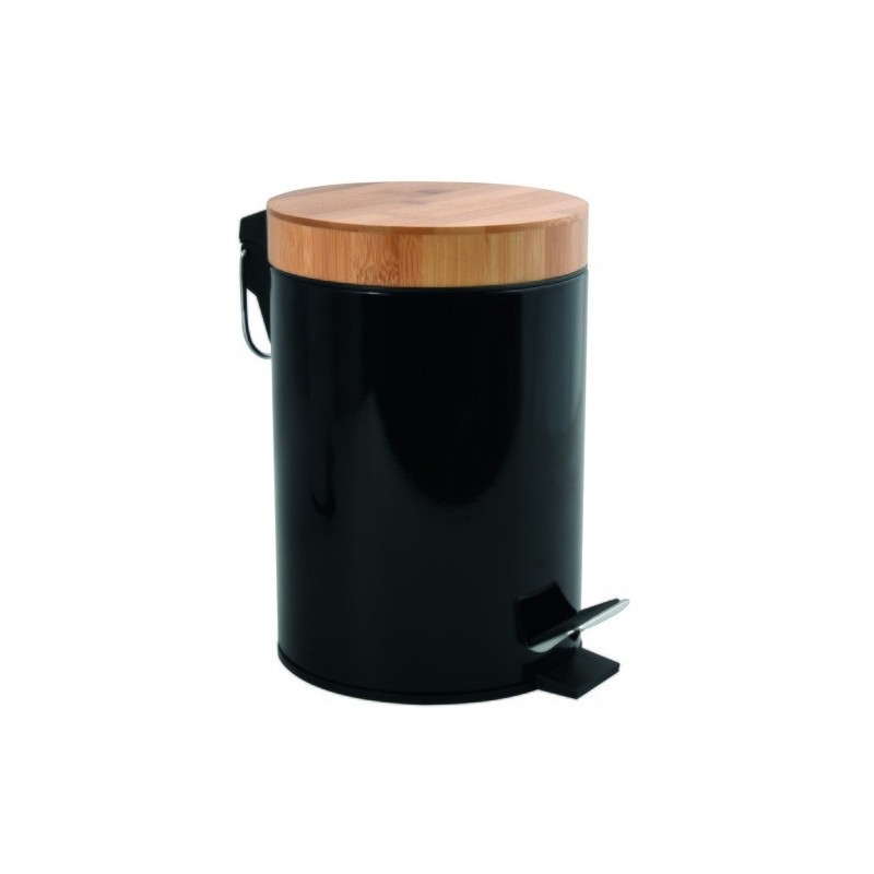 MSV Cubo de pedal Acero & Bambú AZA 3L Negro MSV