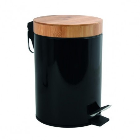 Poubelle à pédale Acier & Bambou AZA 3L Noir MSV MSV
