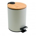 Spirella Badezimmer Treteimer Stahl & Bambus ADONIS 5L Weiß Spirella