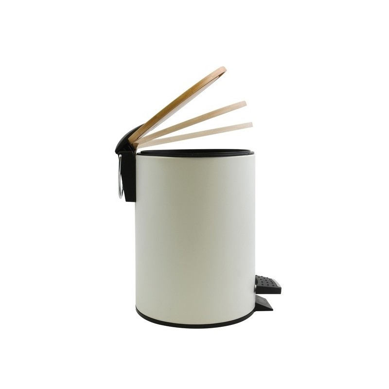 Poubelle à pédale Acier & Bambou ADONIS 5L Blanc Spirella Spirella