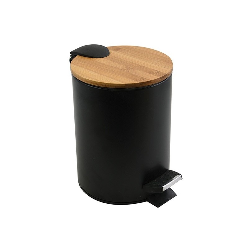 Spirella Cubo de pedal Acero y Bambú ADONIS 3L Negro Spirella