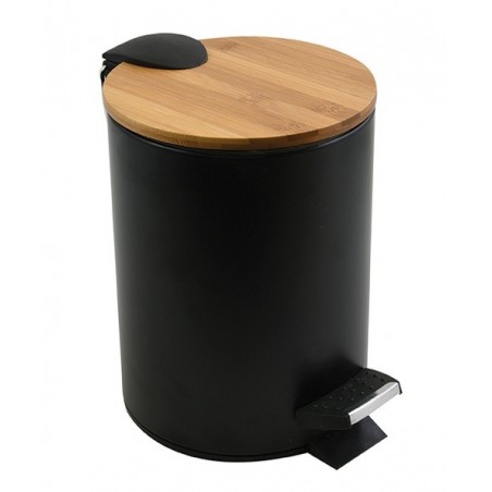 Spirella Pedal Bin Steel & Bamboo ADONIS 3L Black Spirella