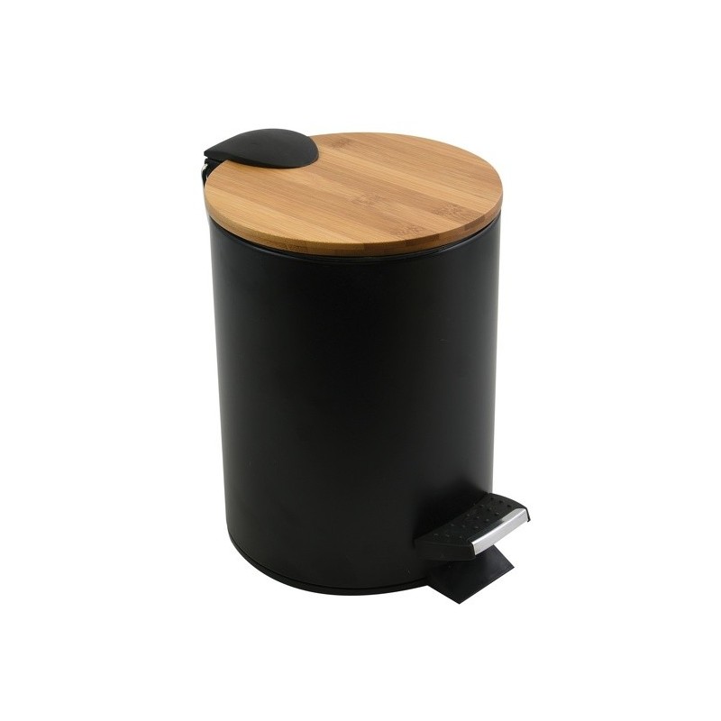 Spirella Cubo de pedal Acero & Bambú ADONIS 5L Negro Spirella