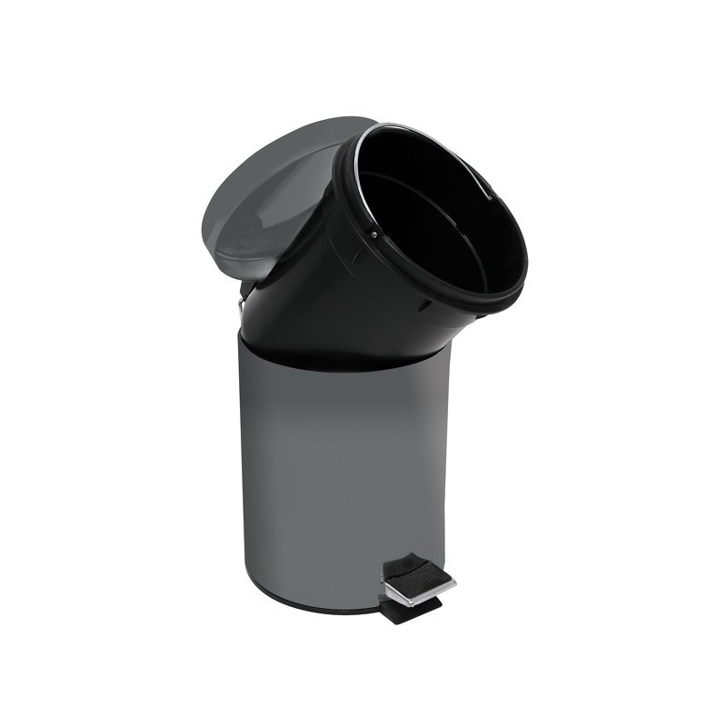 MSV Pattumiera da bagno a pedale in acciaio inox 3L grigio scuro MSV