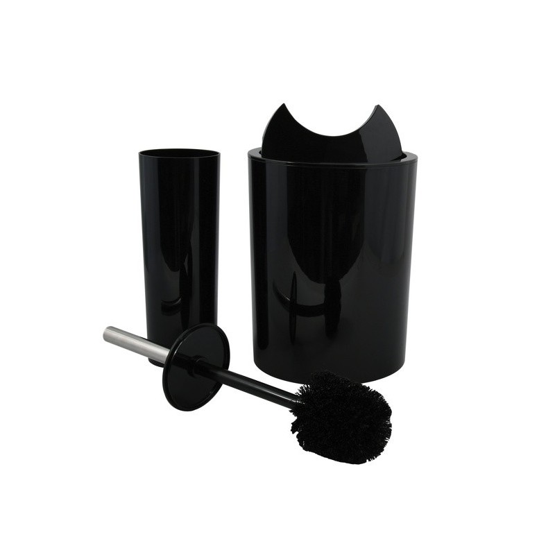 Poubelle à bascule & brosse wc PP 6L SUN & MOON Noir Spirella Spirella
