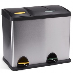 MSV Poubelle à pédale Tri Sélectif Inox 18L+8L