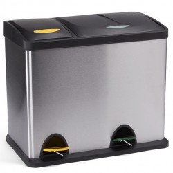 Tri-selective pedal bin stainless steel  18L+8L MSV