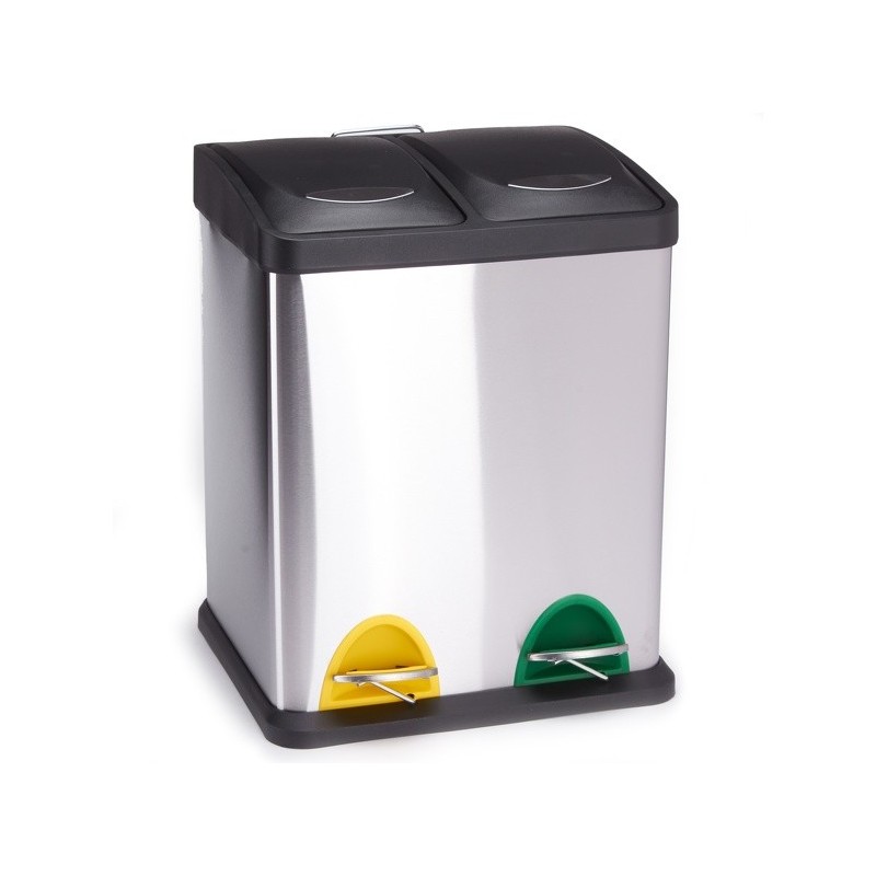 Stainless steel selective sorting pedal bin, 2 x 8L MSV bins MSV