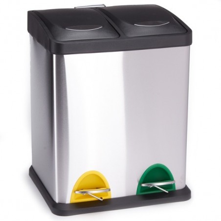 Poubelle à pédale Tri sélectif Inox 2 bacs 8L MSV MSV