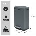 Spirella Pedal Bin Steel AKIRA 12L Matt Gray Spirella