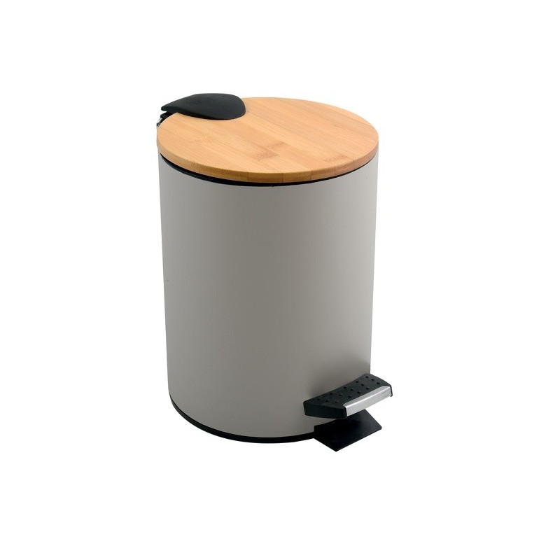 Spirella Cubo de pedal Acero y Bambú ADONIS 3L Topo Mate Spirella