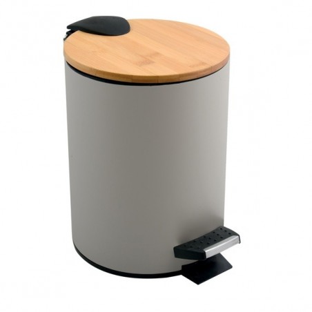 Poubelle à pédale Acier & Bambou ADONIS 5L Taupe mat Spirella Spirella