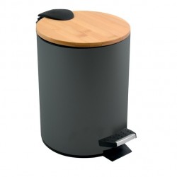 Spirella Cubo de pedal Acero y Bambú ADONIS 3L Gris Anthracite Mate Spirella