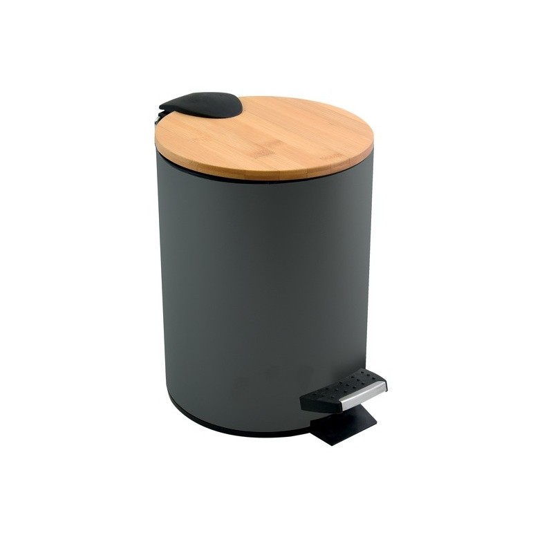Spirella Cubo de pedal Acero y Bambú ADONIS 3L Gris Anthracite Mate Spirella