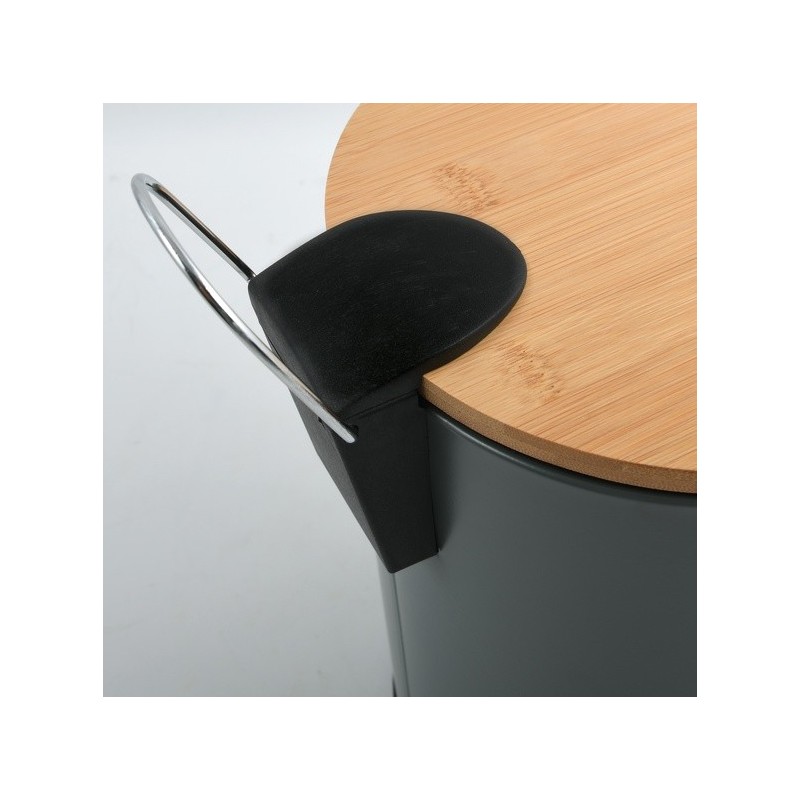 Spirella Cubo de pedal Acero y Bambú ADONIS 3L Gris Anthracite Mate Spirella